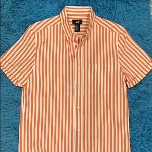 H&M orange and white striped button up